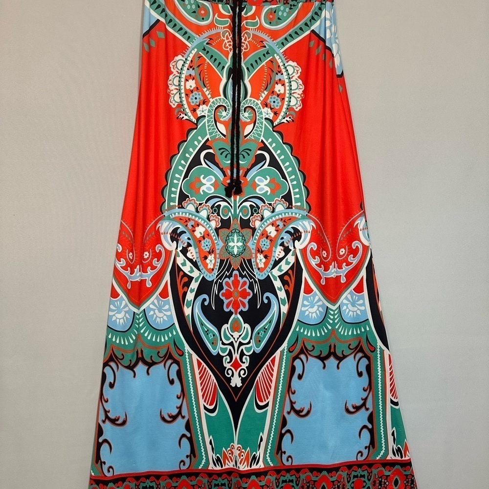 Women Size M Colorful Bohemian Maxi Skirt Paisley Boho Elastic Drawstring Exotic - Picture 6 of 8